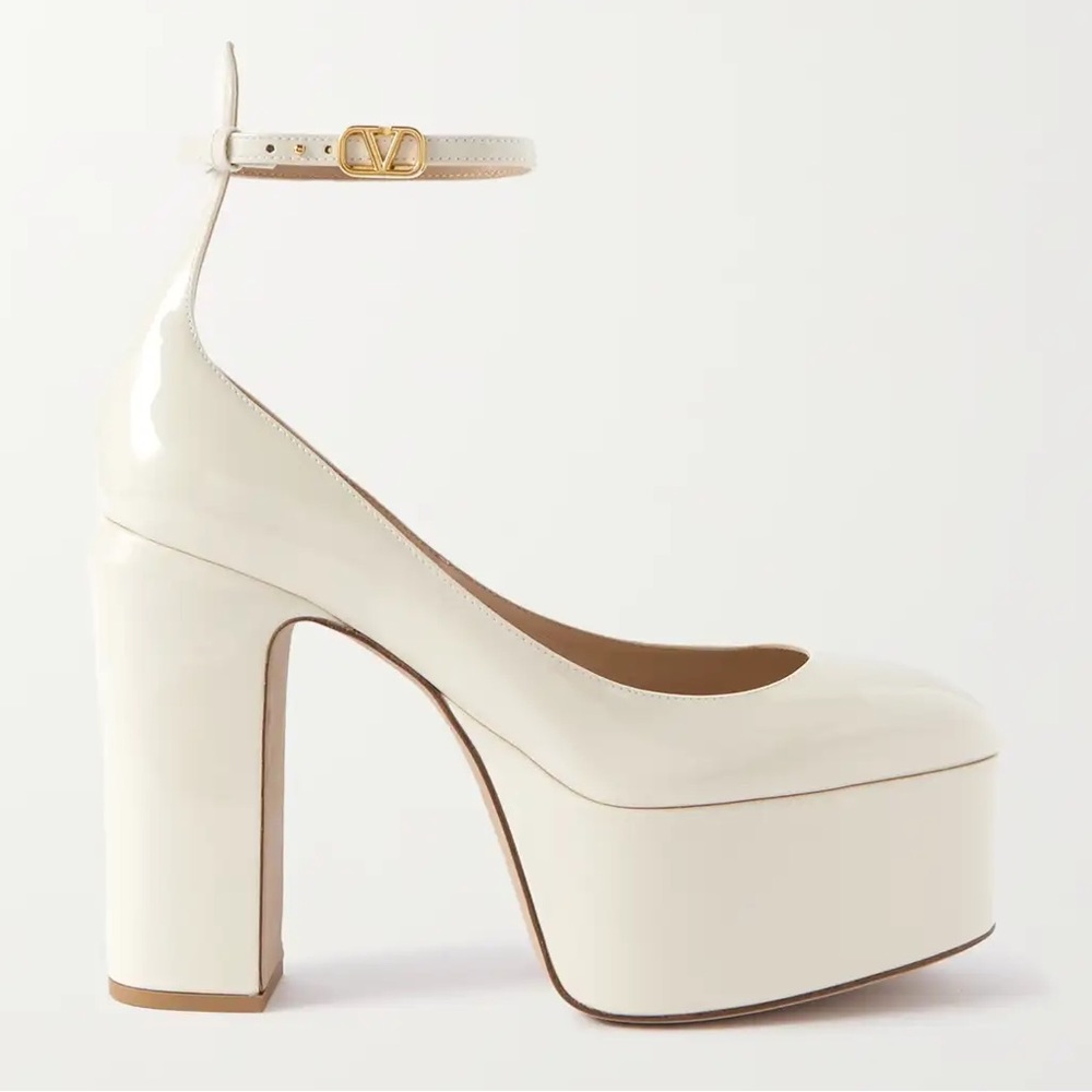 Valentino Garavani ‘Tan-Go’ Cream Platform Pumps 120mm